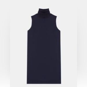 Theory Roll Neck Dress in Crepe | Navy